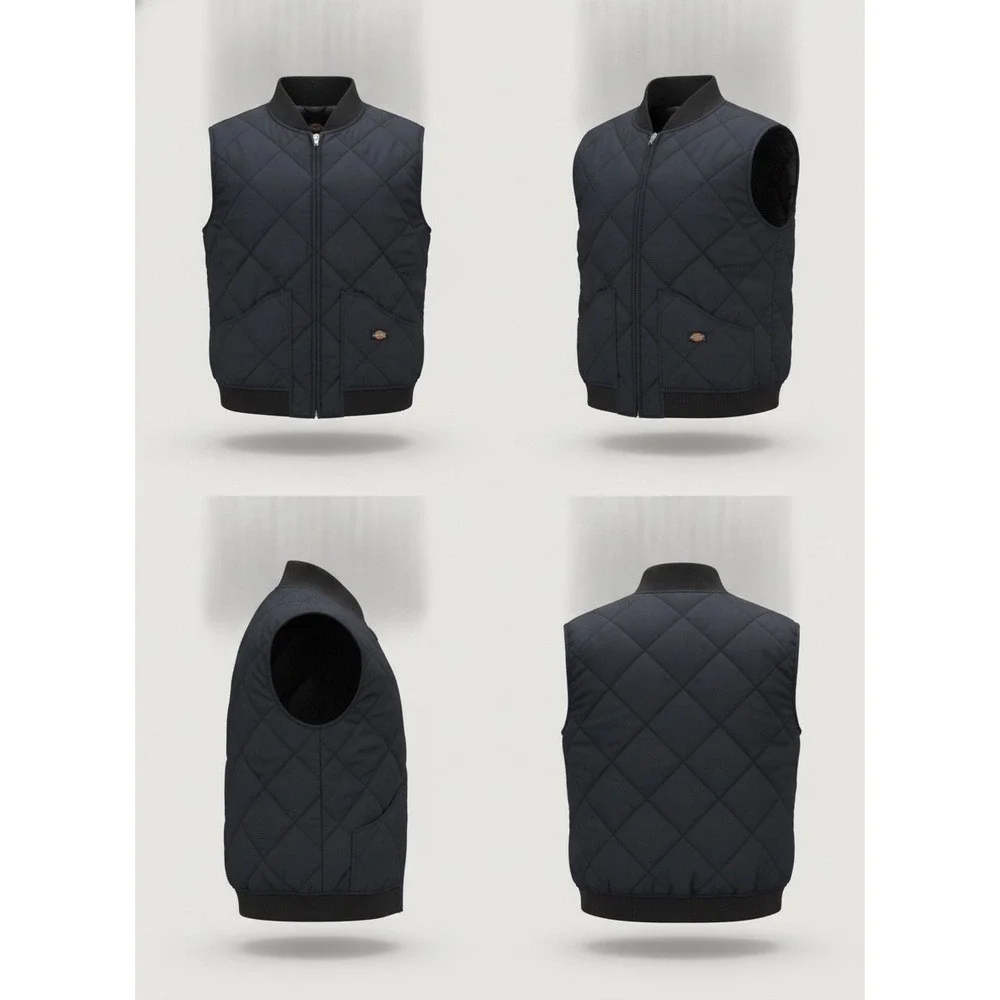 Dickies Mens Diamond Quilted Nylon Vest Water Repellent Workwear Blue TE242